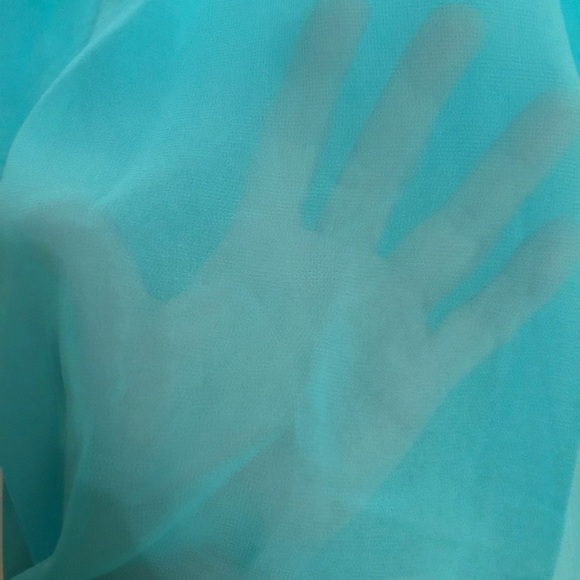 Teal Audrey Ann Sheer Chiffon Top NWT - Picture 4 of 6